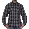 Men's "Wreckline" Black/Gray Plaid Flannel Shirt - Cotton Button Up Workwear - FLM2001