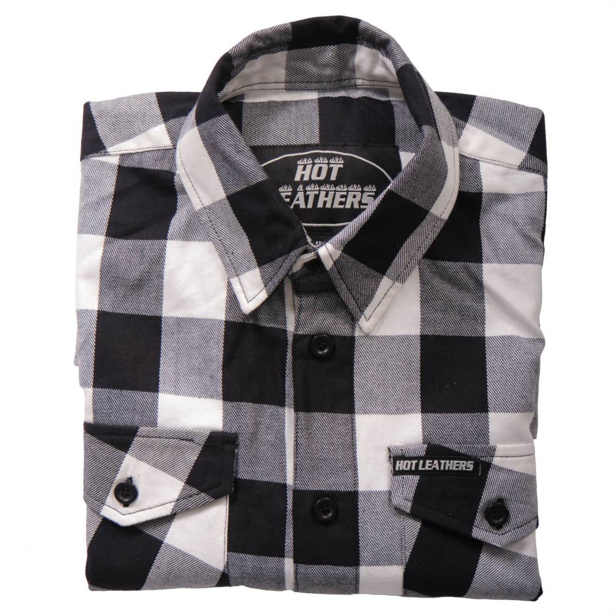 Men's "Outlaw Mile" Black/White Plaid Flannel Shirt - Cotton Button Up Workwear - FLM2004