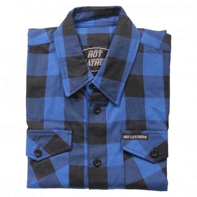 Men's "Sin Highway" Black/Blue Plaid Flannel Shirt - Cotton Button Up Workwear - FLM2006