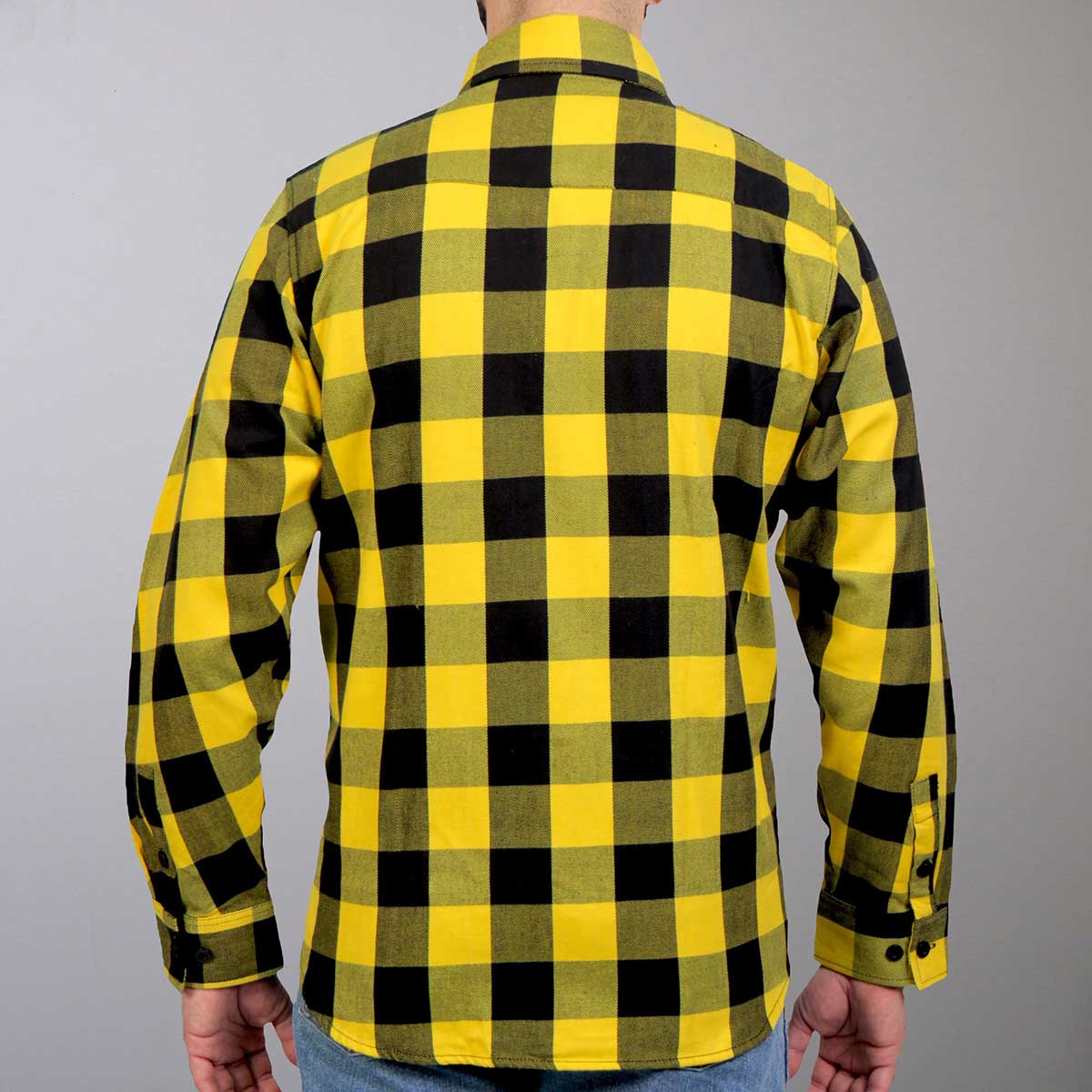 Men's "Dead Route" Gold/Black Plaid Flannel Shirt - Cotton Button Up Workwear - FLM2014