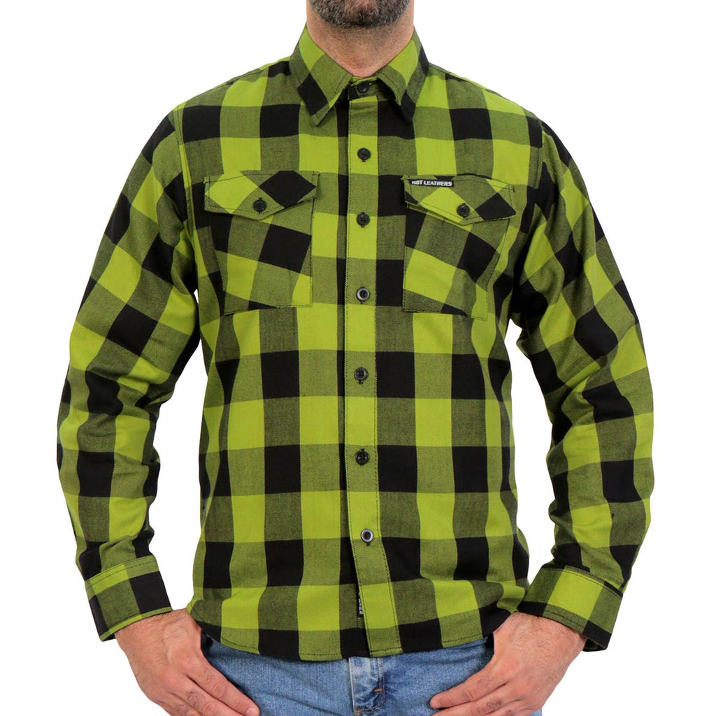 Men's "Broken Spoke" Llight Grey/Black Plaid Flannel Shirt - Cotton Button Up Workwear - FLM2015
