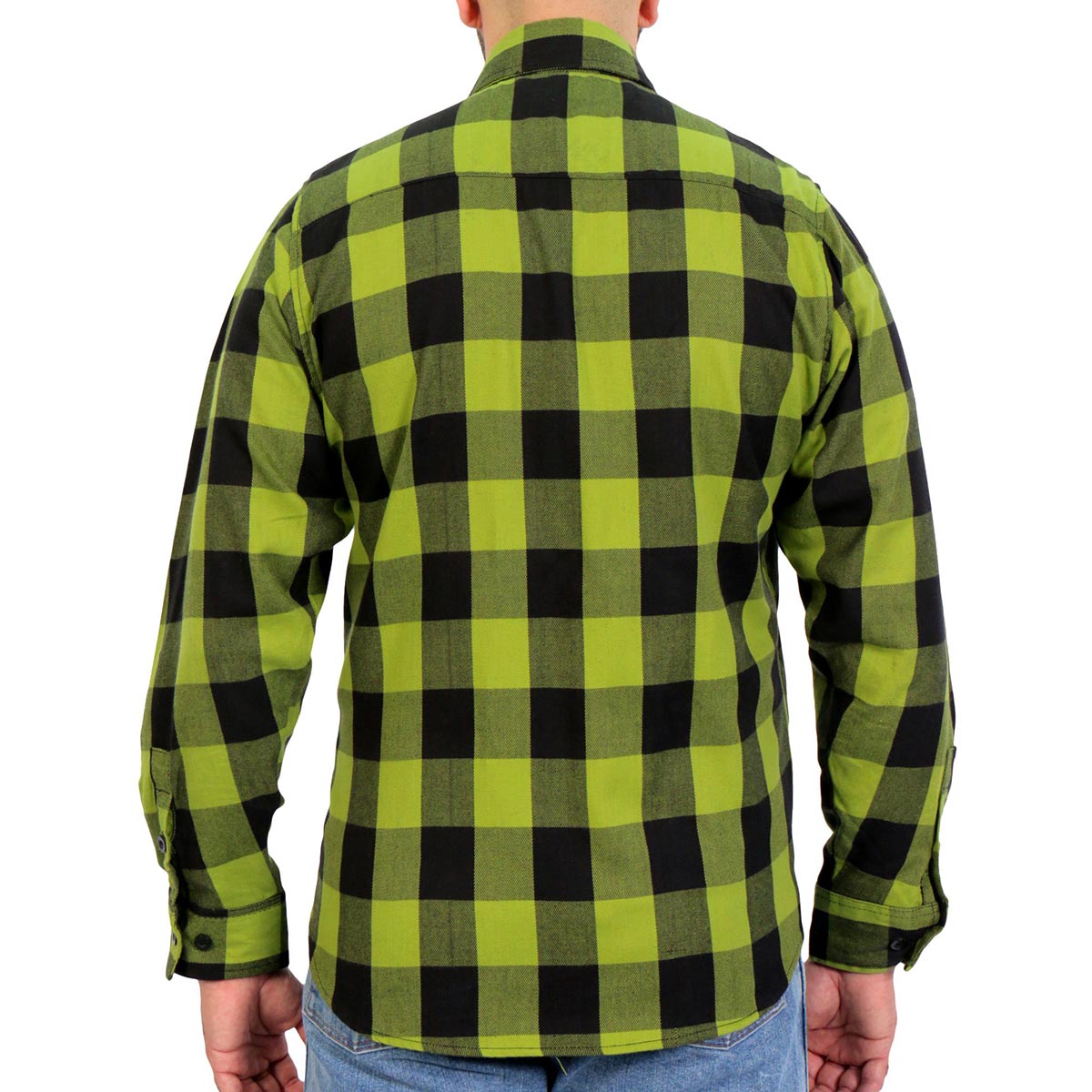 Men's "Broken Spoke" Llight Grey/Black Plaid Flannel Shirt - Cotton Button Up Workwear - FLM2015