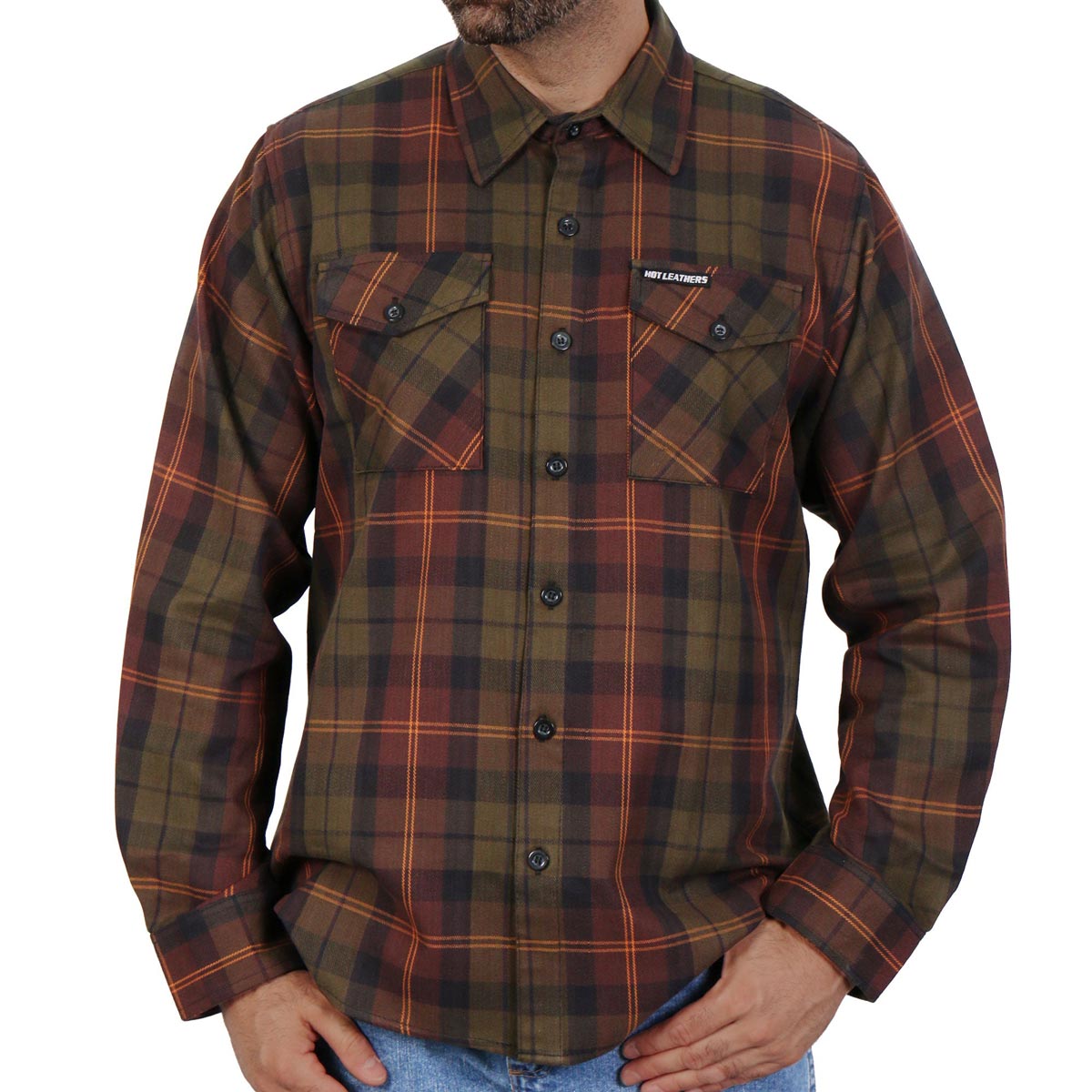 Men's "Burnline" Multi/Color Plaid Flannel Shirt - Cotton Button Up Workwear - FLM2040