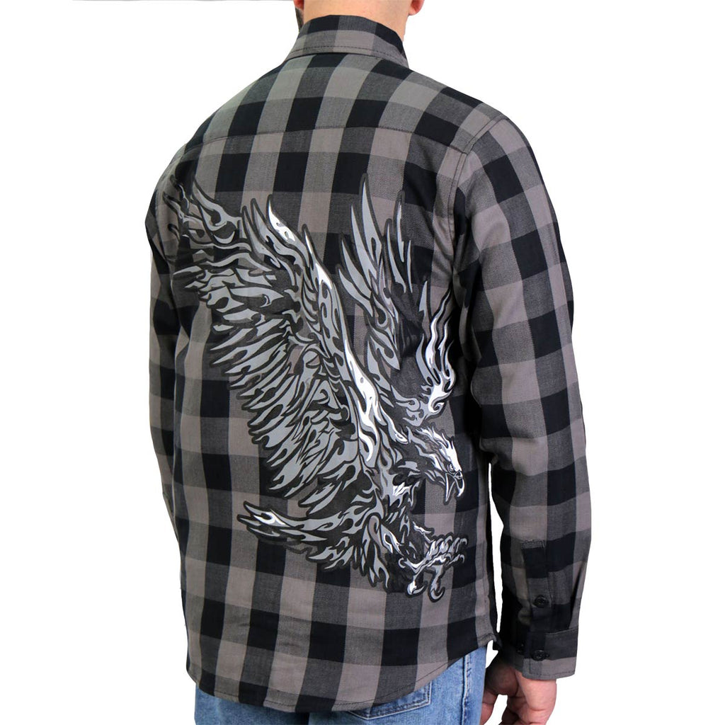 Men's "Tribal Eagle" Tribal/Flannel Plaid Flannel Shirt - Cotton Button Up Workwear - FLM2102