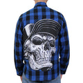 Men's "Snap Back" Black/Blue Plaid Flannel Shirt - Cotton Button Up Workwear - FLM2107