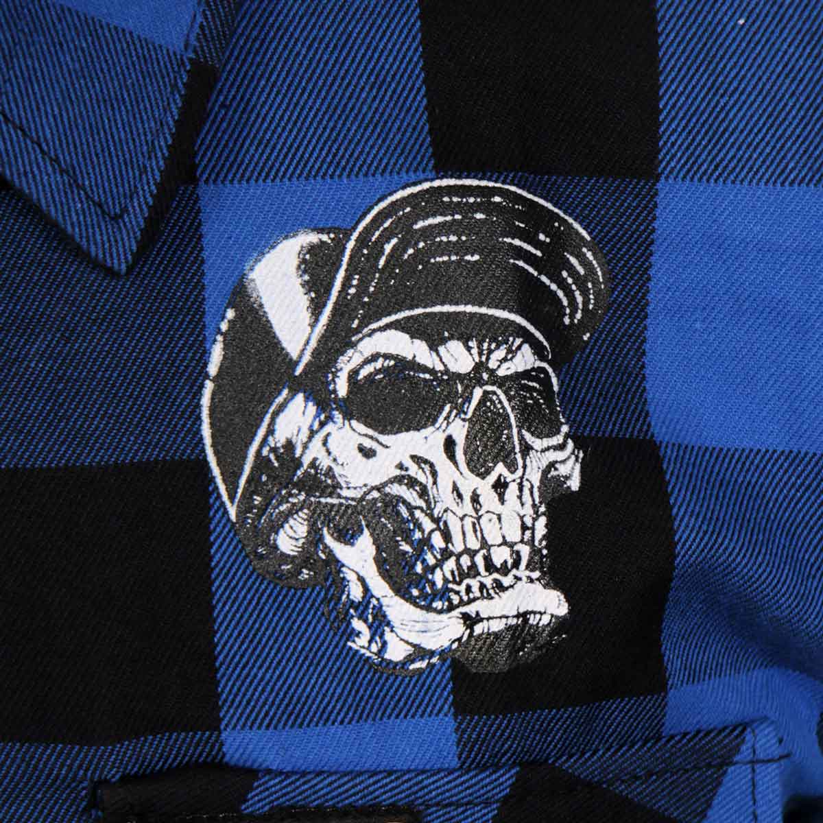 Men's "Snap Back" Black/Blue Plaid Flannel Shirt - Cotton Button Up Workwear - FLM2107