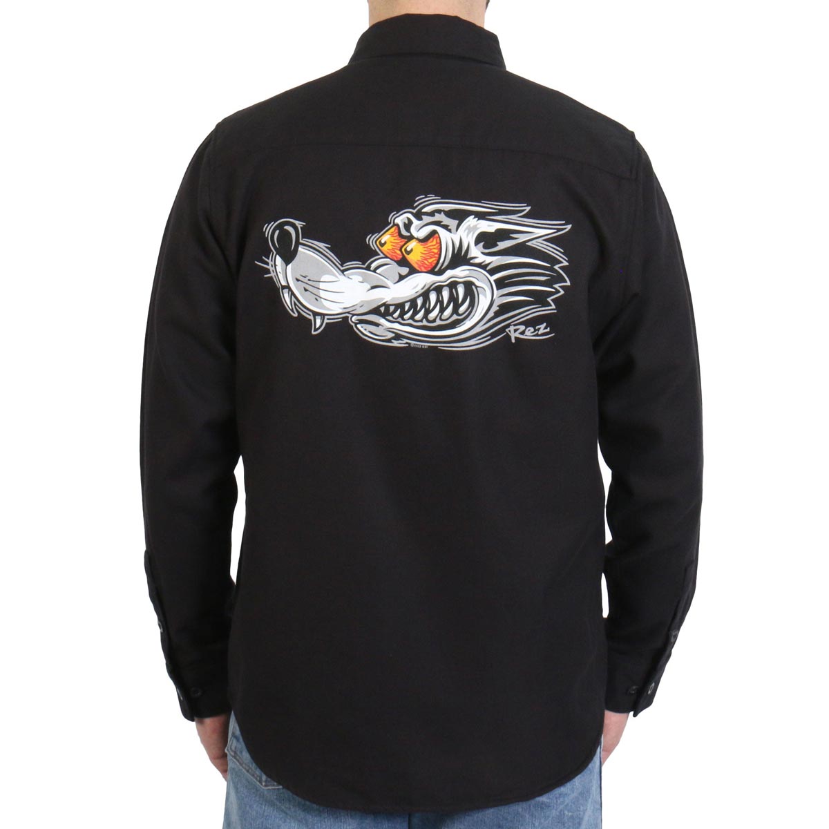 Men's "Black Race Wolf " Long Sleeve Flannel Shirt - FLM2115