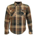 Men's "Riot Run" Brown/Black Armored Motorcycle Flannel Shirt - CE Protection Riding Shirt - JKM3007