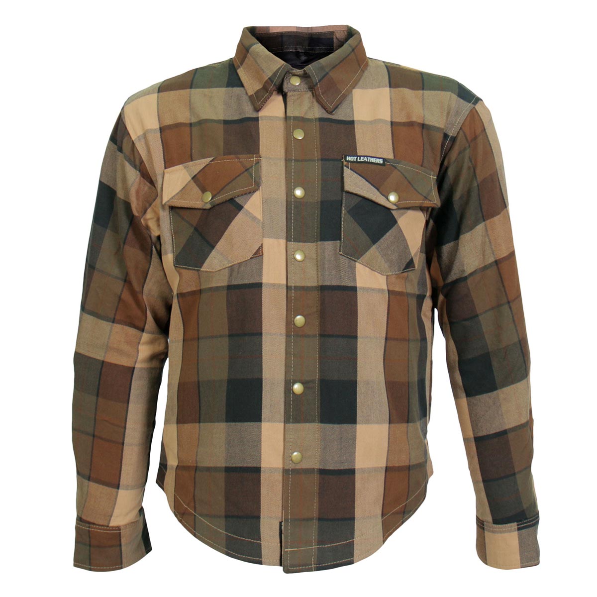 Men's "Riot Run" Brown/Black Armored Motorcycle Flannel Shirt - CE Protection Riding Shirt - JKM3007