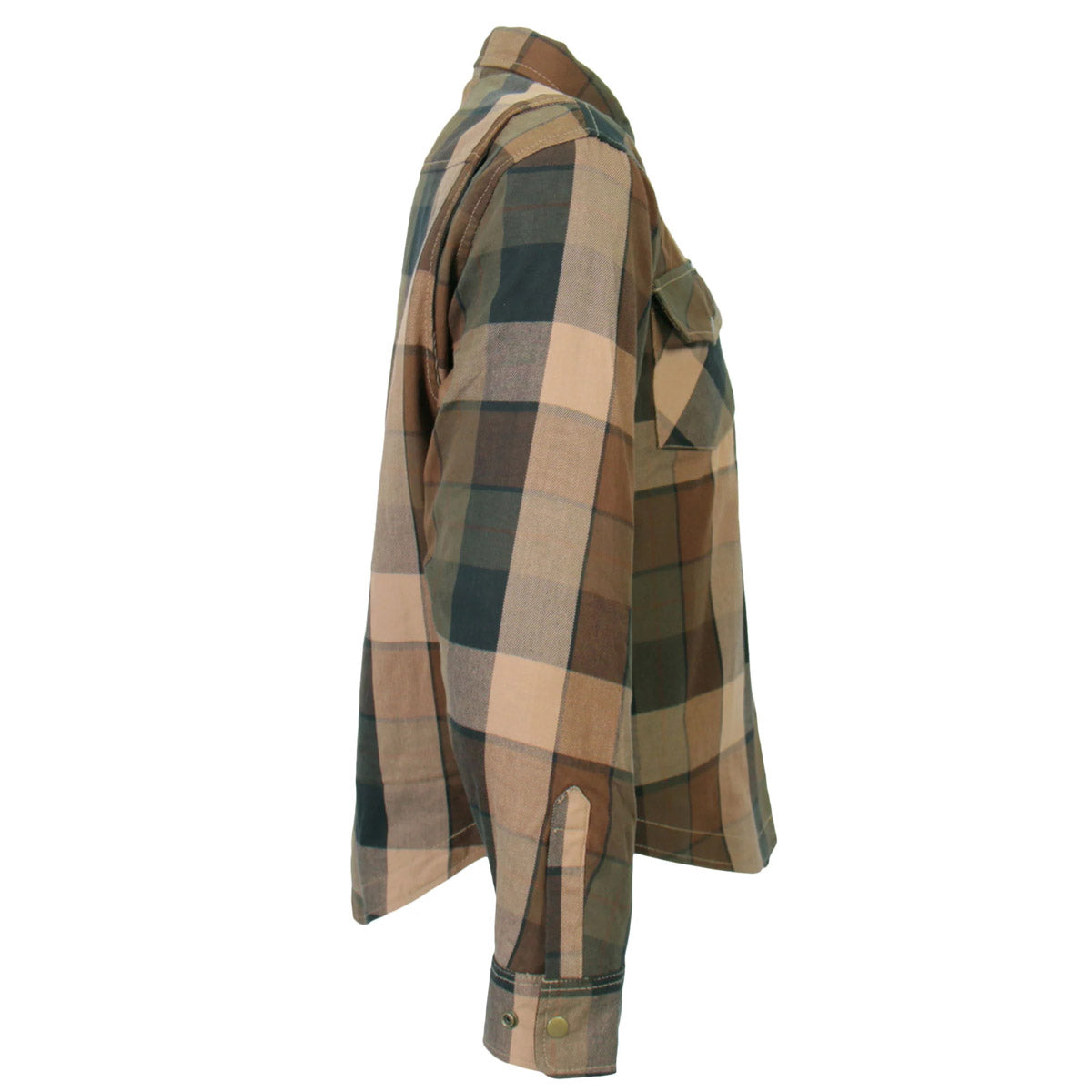 Men's "Riot Run" Brown/Black Armored Motorcycle Flannel Shirt - CE Protection Riding Shirt - JKM3007