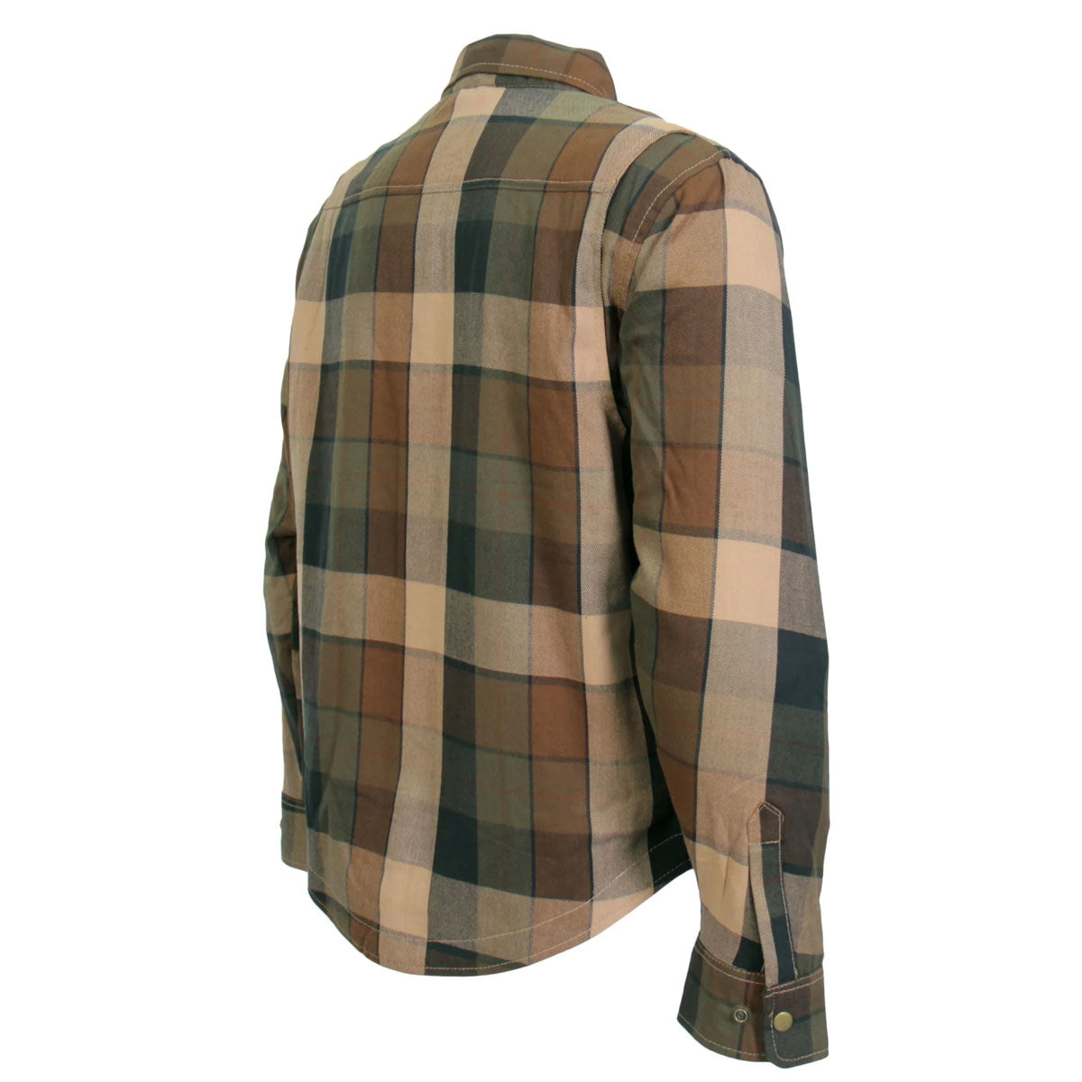Men's "Riot Run" Brown/Black Armored Motorcycle Flannel Shirt - CE Protection Riding Shirt - JKM3007