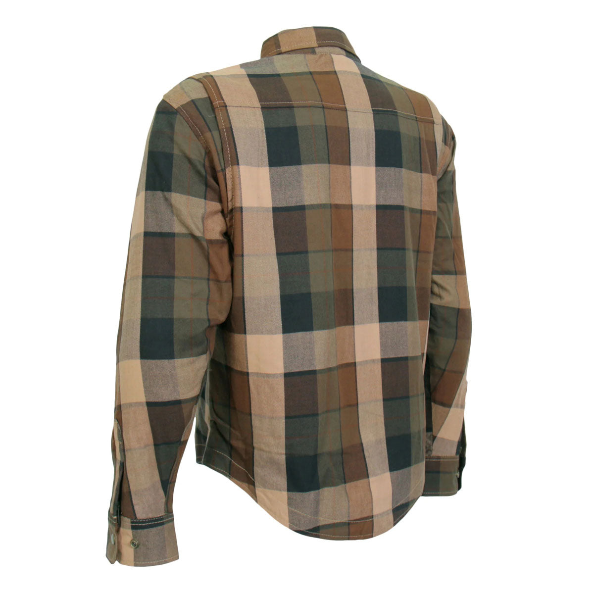 Men's "Riot Run" Brown/Black Armored Motorcycle Flannel Shirt - CE Protection Riding Shirt - JKM3007
