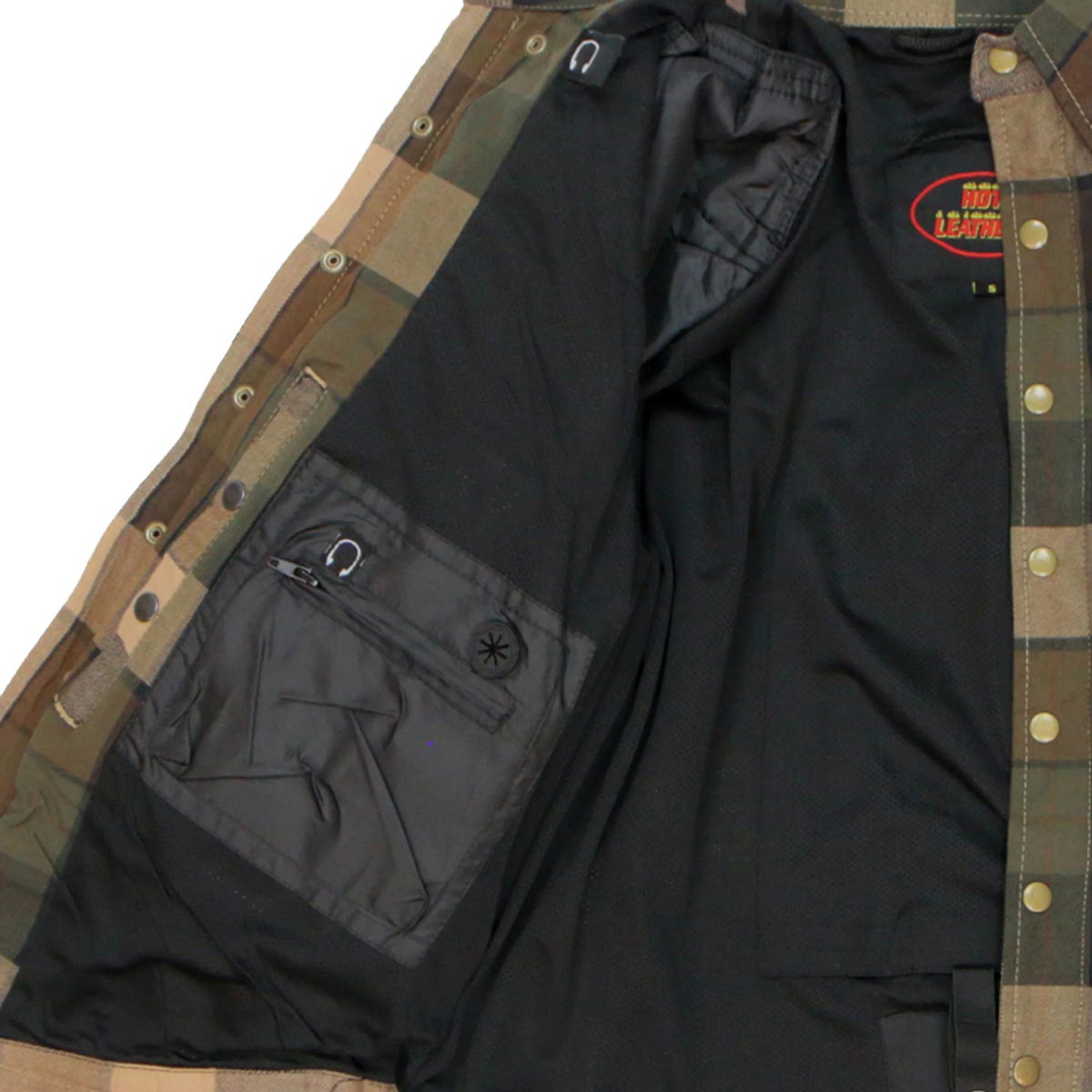 Men's "Riot Run" Brown/Black Armored Motorcycle Flannel Shirt - CE Protection Riding Shirt - JKM3007