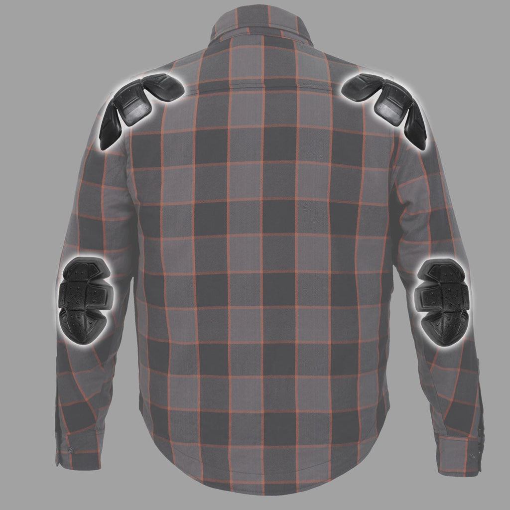 Men's "Deadman" Multi/Color Armored Motorcycle Flannel Shirt - CE Protection Riding Shirt - JKM3010